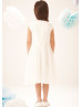 Beaded Ivory Pleated Chiffon Flower Girl Dress